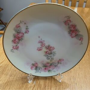 Royal Rudolstadt porcelain plate with hand-painted roses and gold trim.
